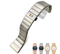 HXFFXHF Para Omega Double Eagle Constellation Seamaster Pulsaster 15 mm de 17 mm 18 mm 23 mm 25 mm Bandas de reloj de acero inoxidable Correa de hebilla plegable