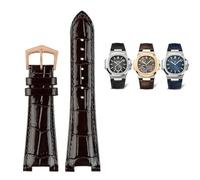 HXFFXHF para Patek Philippe Nautilus 7118 5712 Conector de Acero de Cuero Genuino 5711 5712G Correa de Reloj Muesca 25x13mm Correa de Pulsera de Reloj