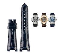 HXFFXHF para Patek Philippe Nautilus 7118 5712 Conector de Acero de Cuero Genuino 5711 5712G Correa de Reloj Muesca 25x13mm Correa de Pulsera de Reloj