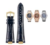 HXFFXHF para Patek Philippe Nautilus 7118 5712 Conector de Acero de Cuero Genuino 5711 5712G Correa de Reloj Muesca 25x13mm Correa de Pulsera de Reloj
