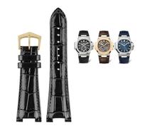HXFFXHF para Patek Philippe Nautilus 7118 5712 Conector de Acero de Cuero Genuino 5711 5712G Correa de Reloj Muesca 25x13mm Correa de Pulsera de Reloj