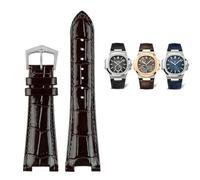HXFFXHF para Patek Philippe Nautilus 7118 5712 Conector de Acero de Cuero Genuino 5711 5712G Correa de Reloj Muesca 25x13mm Correa de Pulsera de Reloj