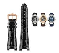 HXFFXHF para Patek Philippe Nautilus 7118 5712 Conector de Acero de Cuero Genuino 5711 5712G Correa de Reloj Muesca 25x13mm Correa de Pulsera de Reloj