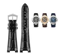 HXFFXHF para Patek Philippe Nautilus 7118 5712 Conector de Acero de Cuero Genuino 5711 5712G Correa de Reloj Muesca 25x13mm Correa de Pulsera de Reloj