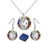 HXFFXHF Productos de chicas Phoenix Crystal Collar, para self - S925 Sobreviví porque el fuego dentro de mí arde más que el fuego a mi alrededor colorido pendientes de collar de cristal Phoenix (G)