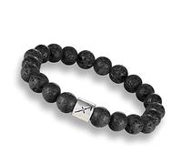 HXFFXHF Pulsera de Piedra Preciosa de la joyería Charm, brazaletes de Piedra de Lava Negra Natural, brazaletes de Cuentas, brazaletes Colgantes de Sagitario, Pulsera de Cristal elástica joyería de
