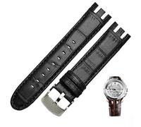 HXFFXHF Pulsera de reloj de cuero genuino para Swatch YRS403 412 402G Banda de reloj de 21 mm Men Curved End Watches Store (color: marrón liso, tamaño: 21 mm)