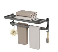 HXFFXHF Rail de Toalla para el Estante de la Rejilla de la Toalla de baño con Bata de Ducha de baño de Toalla Doble con 2 Ganchos, Organizador de Toallas a Prueba de óxul