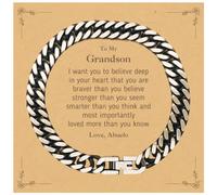 HXFFXHF Regalos de cumpleaños de Nieto de, apoyando el Brazalete de la Cadena de Enlaces cubanos para la Navidad de graduación de Nieto para Nieto Que Eres más Valiente de lo Que Crees, más Fuerte de