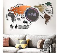 HXFFXHF Reloj de Pared Reloj de Pared acrílico con Mapa del Mundo 3D, Hermoso Arte de Pared para Sala de Estar, Dormitorio, Oficina