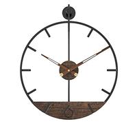 HXFFXHF Relojes para Sala de Estar Reloj de Pared Metal Decorativo Madera Nogal Dial Reloj de Pared Sin tictac Relojes Grandes Fácil de Leer Decoración del hogar Reloj de Pared Moderno