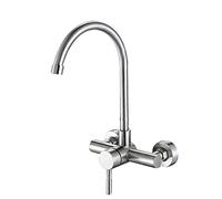 HXFFXHF Zedaro Wall-in Kitchen de cocina de doble agujero Mezcladora de agua fría y caliente 304 grifo de cocina de acero inoxidable