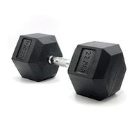 HxG.Mancuerna hexagonal de 22,5kg ergonómica con empuñadura de cromo y revestimiento de caucho que evita daños en el suelo. Tu casa es tu gimnasio. 1 Unidad.