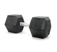 HxG.Mancuerna hexagonal de 27,5kg ergonómica con empuñadura de cromo y revestimiento de caucho que evita daños en el suelo. Tu casa es tu gimnasio. 1 Unidad.