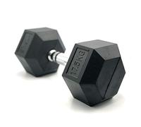 HxG.Mancuerna hexagonal ergonómica de 17,5kg con empuñadura de cromo y revestimiento de caucho que evita daños en el suelo. Tu casa es tu gimnasio. 1 Unidad.