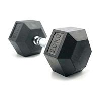 HxG.Mancuerna hexagonal ergonómica de 20kg con empuñadura de cromo y revestimiento de caucho que evita daños en el suelo. Tu casa es tu gimnasio. 1 Unidad.