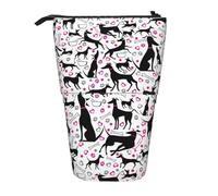 HXHAPGDC Galgos y corazón de Pata Estuche de lápiz telescópico, Soporte para lápiz con Cremallera, Bolso de Maquillaje, Bolsa para lápiz, Bolso para Pluma