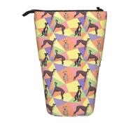 HXHAPGDC Perro Galgo En Un Mosaico Geométrico Estuche de lápiz telescópico, Soporte para lápiz con Cremallera, Bolso de Maquillaje, Bolsa para lápiz, Bolso para Pluma
