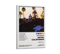 HXHDESIGN Póster de The Eagles-hotel California, impresiones musicales en lienzo para dormitorio, sala de estar, decoración de pared de 60 x 90 cm, estilo marco