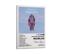 HXHDESIGN Worlds - Póster de Porter Robinson, impresiones musicales en lienzo para dormitorio, sala de estar, decoración de pared, 60 x 90 cm, estilo marco
