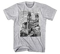 Hxhsa Waterfall Visual Paradox Penrose Triangle Art Artist MC Escher Men T-Tshirts Camisetas y Tops Graphic Top tee Camiseta Short-Sleeve Grey(Small)