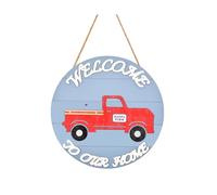 Hxhsgmeh 1 juego de adornos de porche para escena de camión, colgante de percha, exquisita tienda, placa de fachada, patrón de pared, signo de bienvenida, colgante de suspensión