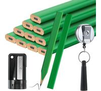 Hxhsgmeh 14 Lápices de Carpintero, Lápices de Construcción Octogonales Planos y Duros para Trabajo Madera de 7 Pulgadas con Tamaño de Rayo Verde
