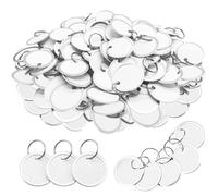 Hxhsgmeh 180 - Etiquetas de llaves redondas de papel con borde metálico y anillos metálicos para llaves de coche y llaves de puerta, color blanco y plateado