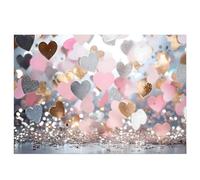 Hxhsgmeh 210 x 150 cm - Lienzo de fondo de fiesta europea y americana - Balón de moda de color rosa y rosa con corazón de bandera de fotografía de fondo fácil de instalar fácil de usar, H