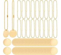 Hxhsgmeh 50 Etiquetas redondas de latón de 2,5 cm con 50 cadenas de bolas de 2,4 mm para animales de compañía, plantas, llaves de puerta, plantas, bricolaje, fabricación de