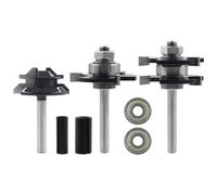 Hxhsgmeh 7 unids Fresa de Fresado para Madera 45 Grados Tenon Cutter Sierra de Calar Plata y Negro 3 Dientes Tipo T Máquina de Grabado Fresa de Carpintería