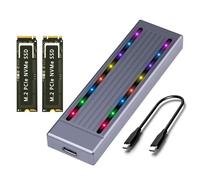 Hxhsgmeh Caja de disco duro M.2 NVMe SSD Cool RGB Light Caja de disco duro de aluminio CNC de alta velocidad Gen.2 con cable, B
