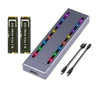 Hxhsgmeh Caja de disco duro M.2 NVMe SSD Cool RGB Light Caja de disco duro de aluminio CNC de alta velocidad Gen.2 con cable, C
