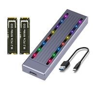 Hxhsgmeh Caja de disco duro M.2 NVMe SSD Cool RGB Light Carcasa de disco duro de aluminio CNC de alta velocidad Gen.2 con cable,A
