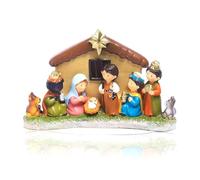 Hxhsgmeh Juego de belén para interiores con luz LED, incluye 1 pesebre y 8 figuras de estatua