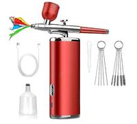 Hxhsgmeh Pulverizador de doble acción para aerógrafo portátil sin recargable con compresor adecuado para la belleza del arte del clavo rojo