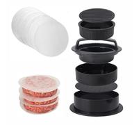 HXHWKEN Prensa para Hamburguesas 3 en 1 Antiadherente Prensa de Hamburguesa con 100 Hojas de Papel Molde Hamburguesa para Hacer Deliciosas Hamburguesas y Sándwiches