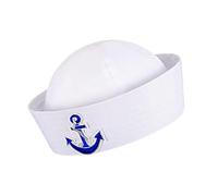 HXHWKEN Sombrero de Marinero Sombreros de Marinero de Yate Gorro de Capitán Blanco con Ancla Azul para Accesorio de Disfraz, Fiesta de Disfraces