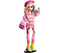 Monster High Miércoles Muñeca y Accesorios, muñeca Coleccionable de Enid Sinclair con Ropa Rosa, una Boina y una Mochila, con peana para la muñeca, HXJ05