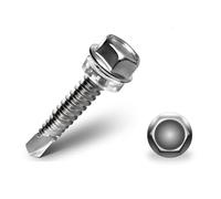 HXJDAM 150 Pcs 410 Acero Inoxidable Tornillos Autotaladrantes Cabeza Hexagonal M6.3x25mm Con Arandela Plástico Tornillos Autoperforantes Hexagonales Autorroscantes para