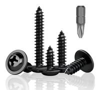 HXJDAM 190 tornillos autorroscantes negros, M4,2 x 19 mm, tornillos de cabeza plana, tornillos autorroscantes negros para chapa, placas de yeso, plásticos y madera
