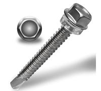 HXJDAM 30 Pcs 410 Acero Inoxidable Tornillos Autotaladrantes Cabeza Hexagonal M6.3x75mm Con Arandela Plástico Tornillos Autoperforantes Hexagonales Autorroscantes para