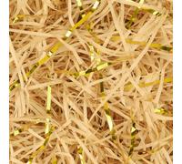 HXJDAM 300g Paglia per Cesti Marron e Oro, Paglia per Scatole Regalo, Paglia Colorata per Confezioni, Carta Tagliuzzata per Regali