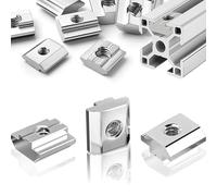 HXJDAM 60 piezas tuercas ranuradas M6 ranura 8, tuerca ranurada Item M6 tipo B 30x30, tuerca deslizante en T de acero al carbono para perfil de aluminio de 30 ranuras de extrusión, norma europea