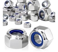 HXJDAM Tuercas hexagonales M5 DIN985, 60 unidades, acero inoxidable premium, tuercas de seguridad A2 V2A, tuercas autoblocantes, ideales para fijaciones robustas, tuercas de bloqueo, tuercas de