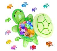 HXJFGDM Familia XXL de tortugas luminosas: 1 tortuga madre grande (17 cm, con compartimento de almacenamiento) + 50 mini tortugas que brillan en la oscuridad, resina resistente a la intemperie