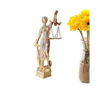 HXLTHINGS Decoración de Estatuas Estatua ciega de la Justicia, Diosa equidad, Escultura Resina, Ley Romana Griega for el hogar Decoración del Hogar(Gold,Square)