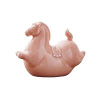 HXLTHINGS Decoración de Estatuas Figura de Caballo Gordo cerámica Coleccionable, Escultura jardín Animales Feliz, Arte Hecho a Mano Pintado Decoración del Hogar(Pink)