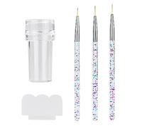 HXMJIED 1 sello de uñas, sello de uñas, sello de punta francesa transparente, kit de estampado de uñas, accesorios de arte de uñas, con 3 bolígrafos de arte de uñas y 1 raspador, sello de silicona