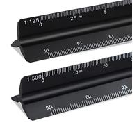 HXMJIED 2 reglas de escala arquitectónica, regla triangular de aluminio negro de 30 cm, regla de metal para arquitectos métricos 1:20, 1:25, 1:50, 1:75, 1:100, 1:125 y 1:100, 1:200, 1:250, 1:300, 1